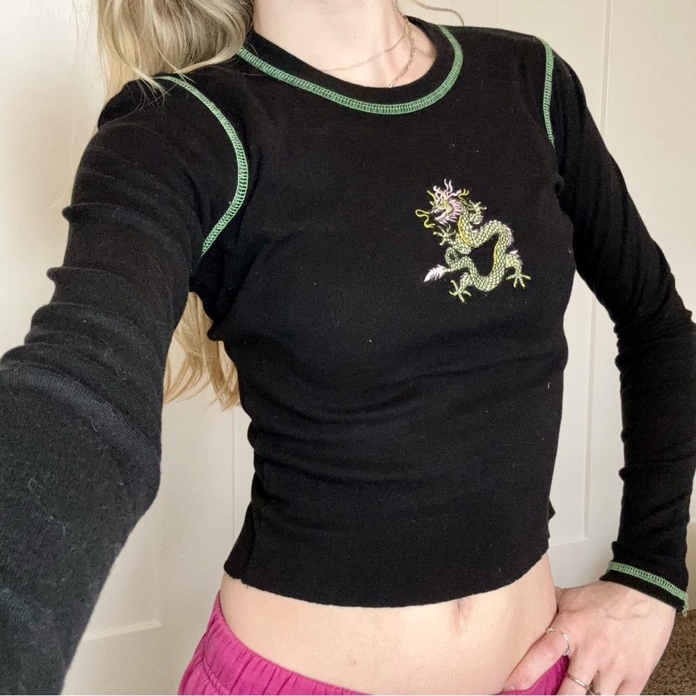 Brandy Melville Dragon Embroidered Long Sleeve